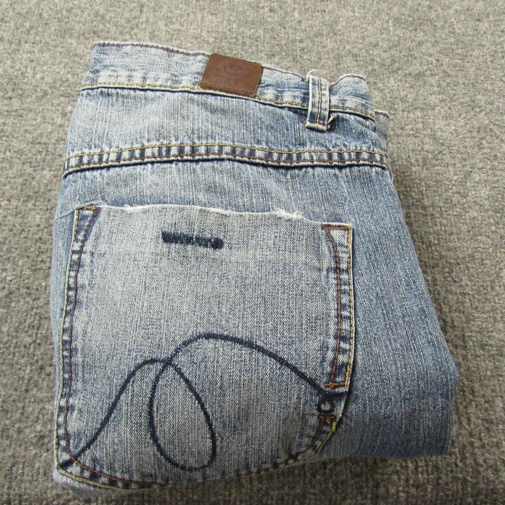 Vibes Jeans Mens 38x34 Distressed Straight Leg Embroidered Denim Y2K‎ Skater